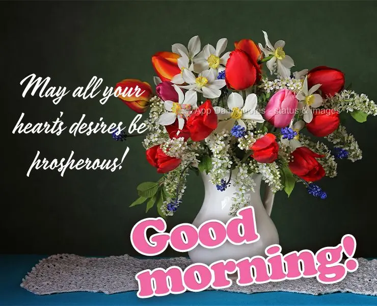 Que seja próspero todos os desejos do coração!  Bom dia!