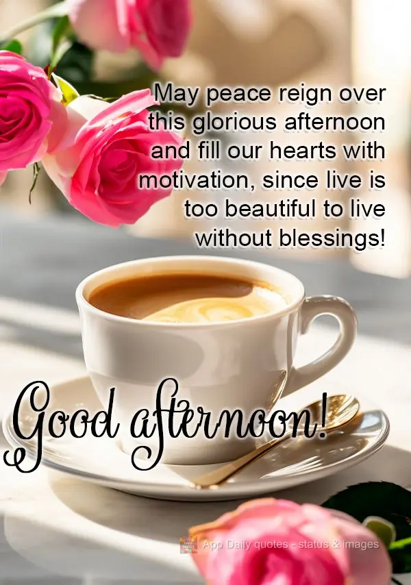 Que a paz reine neste gloriosa tarde, e encha os corações de motivação, pois a vida é bonita demais pra viver sem bênçãos! Boa tarde!