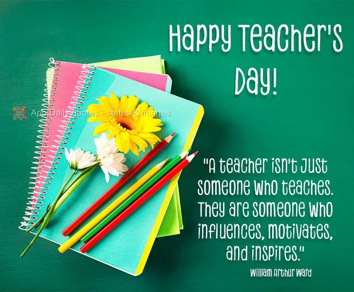 "Um professor não é apenas alguém que ensina. É alguém que influencia, motiva e inspira." Feliz dia dos Professores! William Arthur Ward