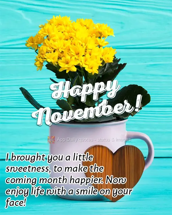 Trouxe aqui um pouco de carinho, pra fazer mais feliz o mês que está vindo, agora aproveite a vida com um sorriso no rosto! Feliz Novembro!