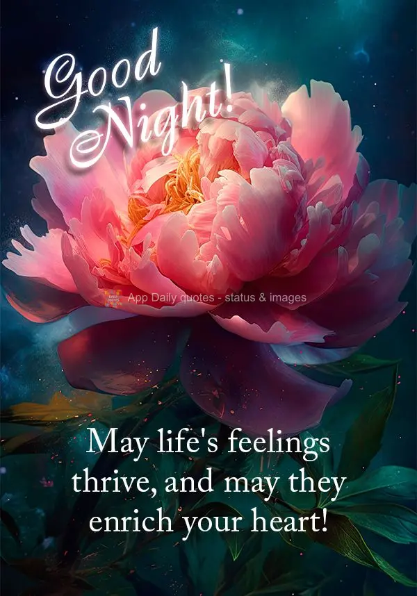 May life's feelings thrive, and may they enrich your heart! Good night!