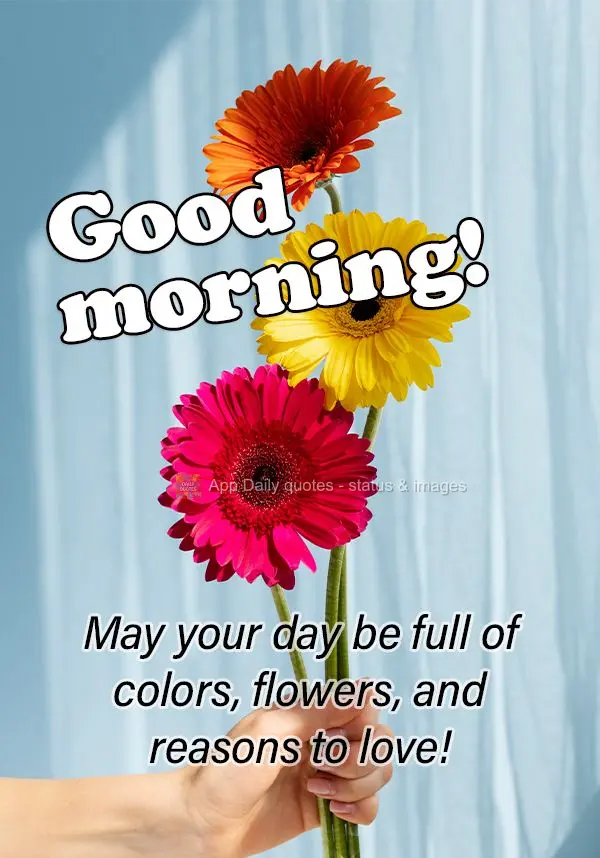 Que seu dia seja cheia de cores, flores e motivos para amar! Bom dia!