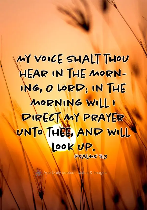 My voice shalt thou hear in the morning, O Lord; in the morning will I direct my prayer unto thee, and will look up. Psalms 5:3