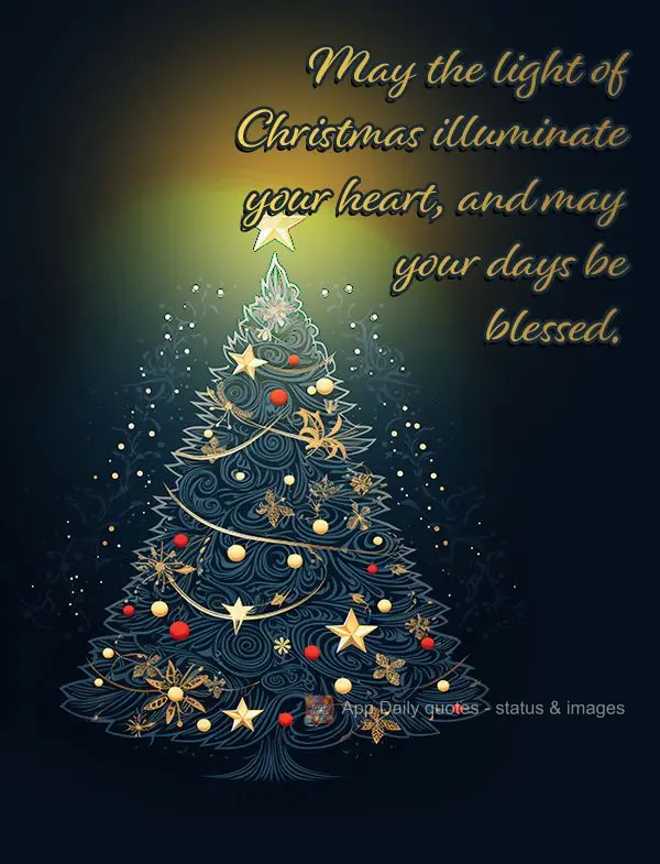 May the light of Christmas illuminate your heart, and may your days be blessed.