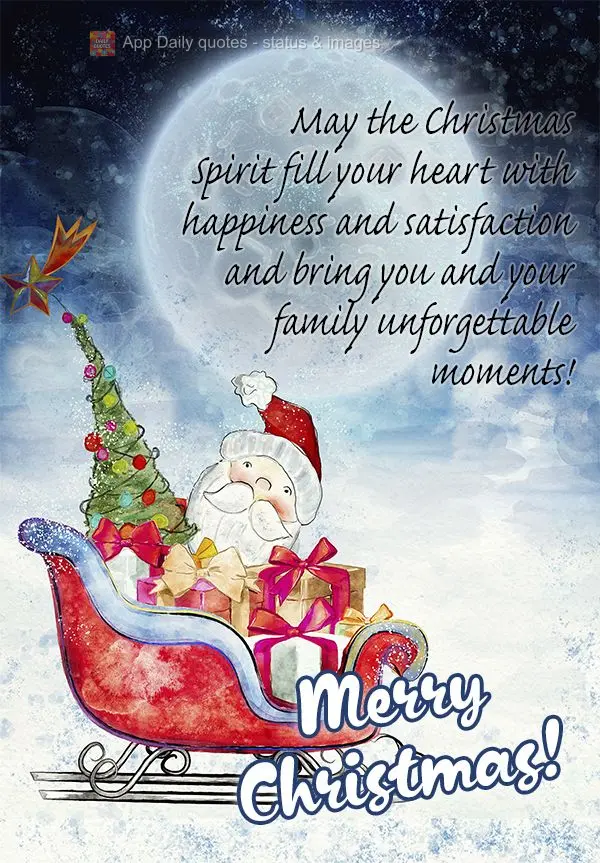 May the Christmas Spirit fill your heart with happiness and satisfaction and bring you and your family unforgettable moments! Merry Christmas!