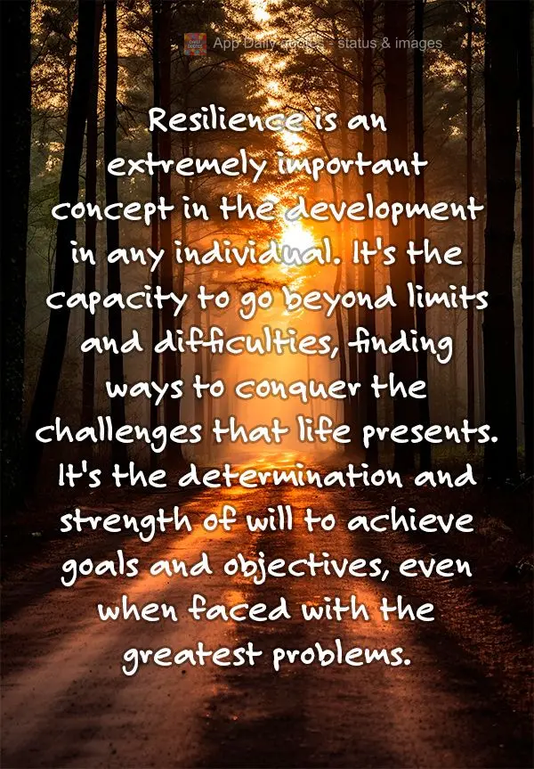 Resilience is an extremely important concept in the development in any individual. It's the capacity to go beyond limits and difficulties, finding ways t...