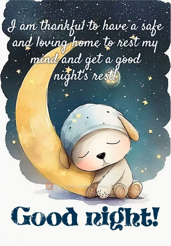 I am thankful to have a safe and loving home to rest my mind and get a good night's rest! Good night!