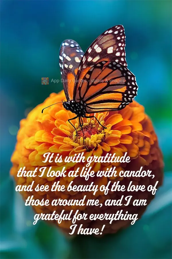 It is with gratitude that I look at life with candor, and see the beauty of the love of those around me, and I am grateful for everything I have!