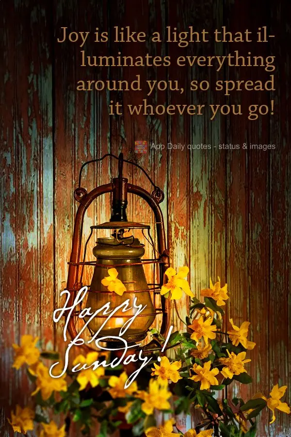 Joy is like a light that illuminates everything around you, so spread it whoever you go! Happy Sunday!