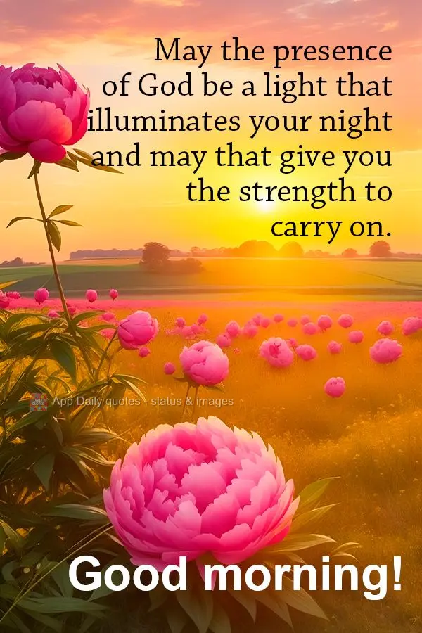 May the presence of God be a light that illuminates your night and may that give you the strength to carry on. Good morning!