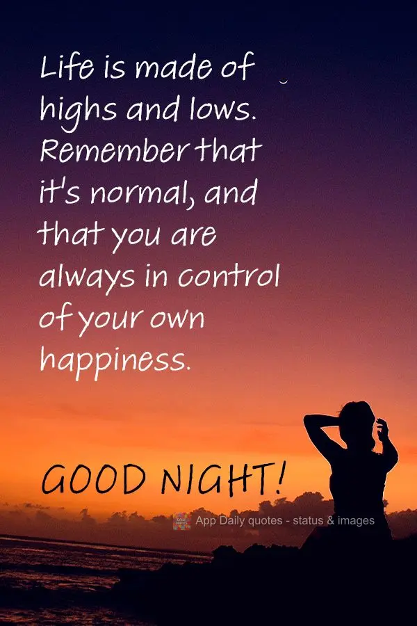 Life is made of highs and lows. Remember that it's normal, and that you are always in control of your own happiness. Good night!