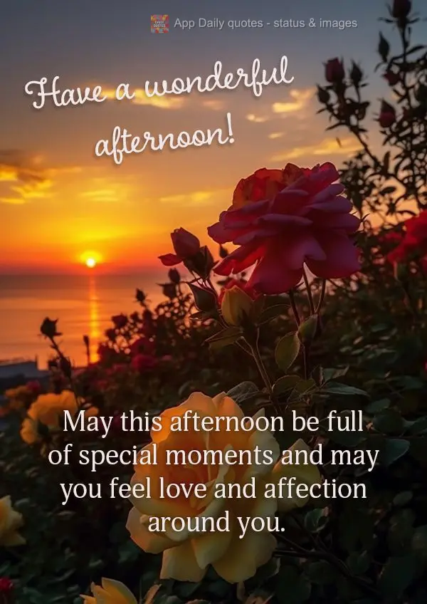 May this afternoon be full of special moments and may you feel love and affection around you. Have a wonderful afternoon!
