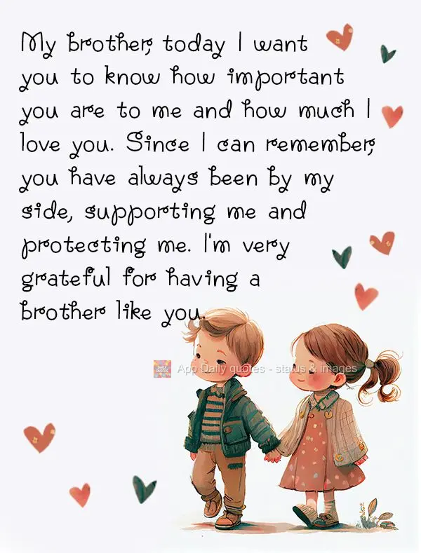 My brother, today I want you to know how important you are to me and how much I love you. Since I can remember, you have always been by my side, supporti...