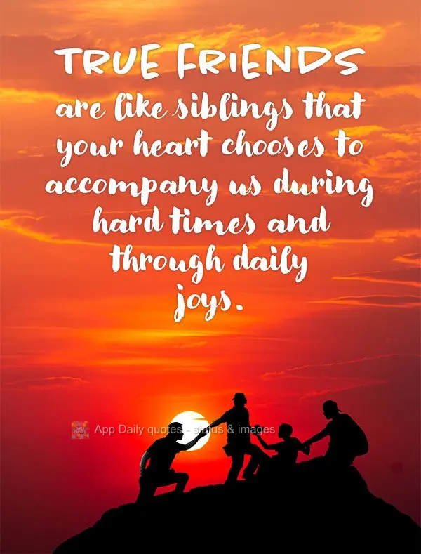 True friends are like siblings that your heart chooses to accompany us during hard times and through daily joys.