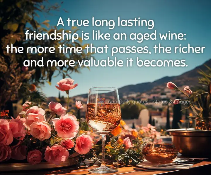 A true long lasting friendship is like an aged wine: the more time that passes, the richer and more valuable it becomes.
