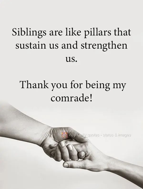 Siblings are like pillars that sustain us and strengthen us. Thank you for being my comrade!