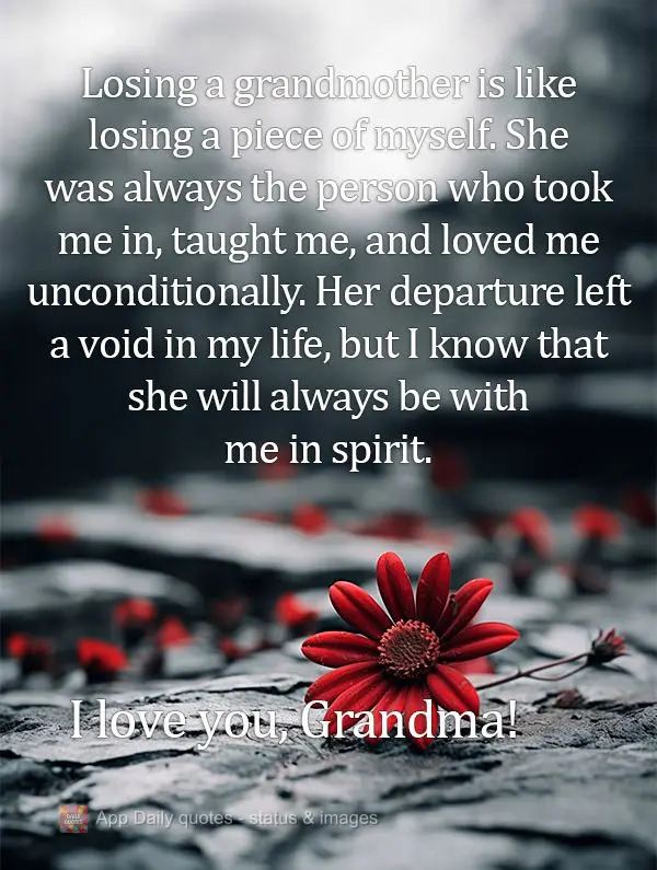 Perder uma avó é como perder um pedaço de mim. Ela sempre foi a pessoa que me acolheu, me ensinou e me amou incondicionalmente. Sua partida deixará u...