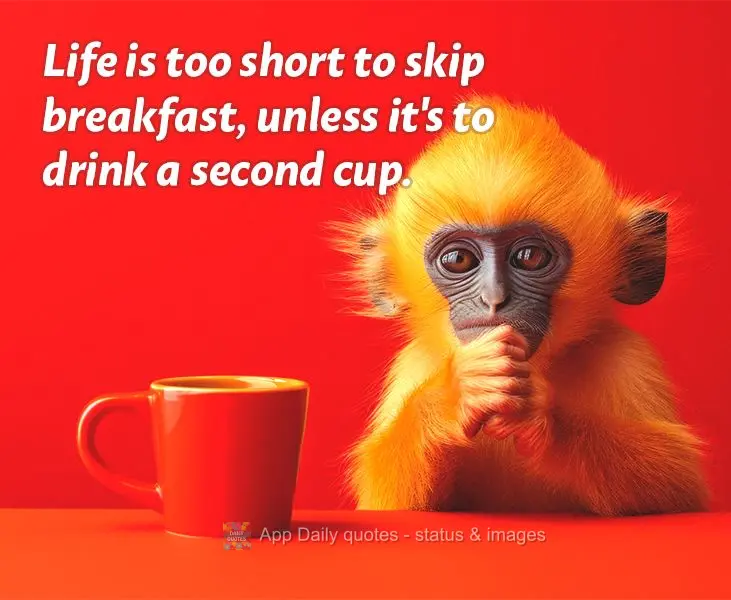Life is too short to skip breakfast, unless it's to drink a second cup.