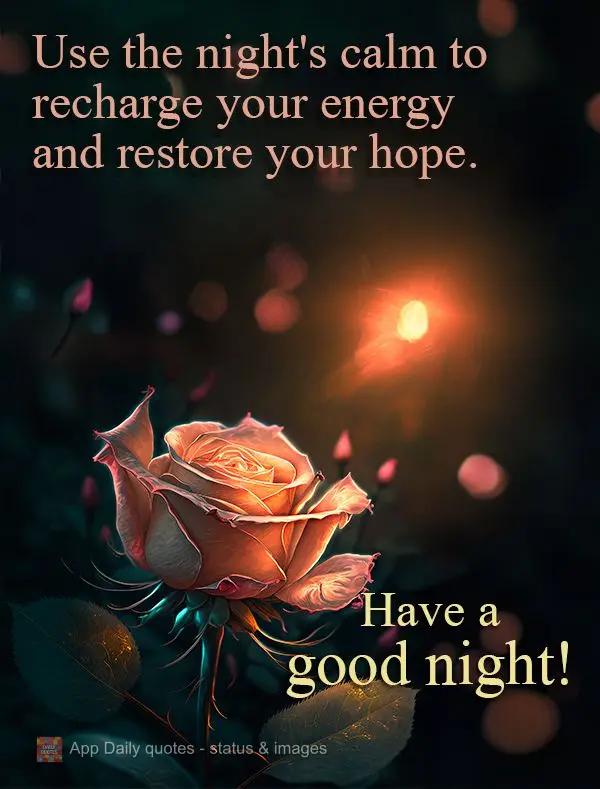 Aproveite a calma da noite para recarregar suas energias e renovar suas esperanças. Tenha uma boa noite!