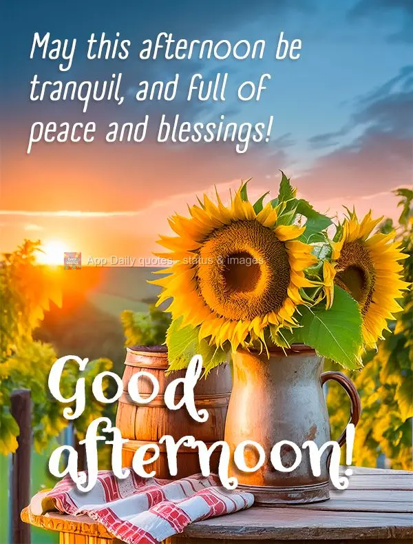 Que seja uma tarde tranquila de muita paz e bênçãos! Boa tarde!