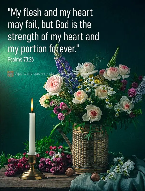 “A minha carne e o meu coração desfalecem; mas Deus é a fortaleza do meu coração, e a minha porção para sempre.” Salmos 73:26