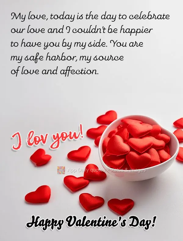 Meu amor, hoje é o dia de celebrar o nosso amor e eu não poderia estar mais feliz por ter você ao meu lado. Você é o meu porto seguro, a minha fonte...