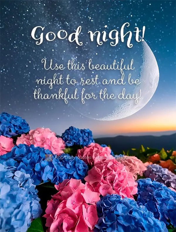 Aproveite esta linda noite para descansar e agradecer pelo dia que passou! Boa noite!