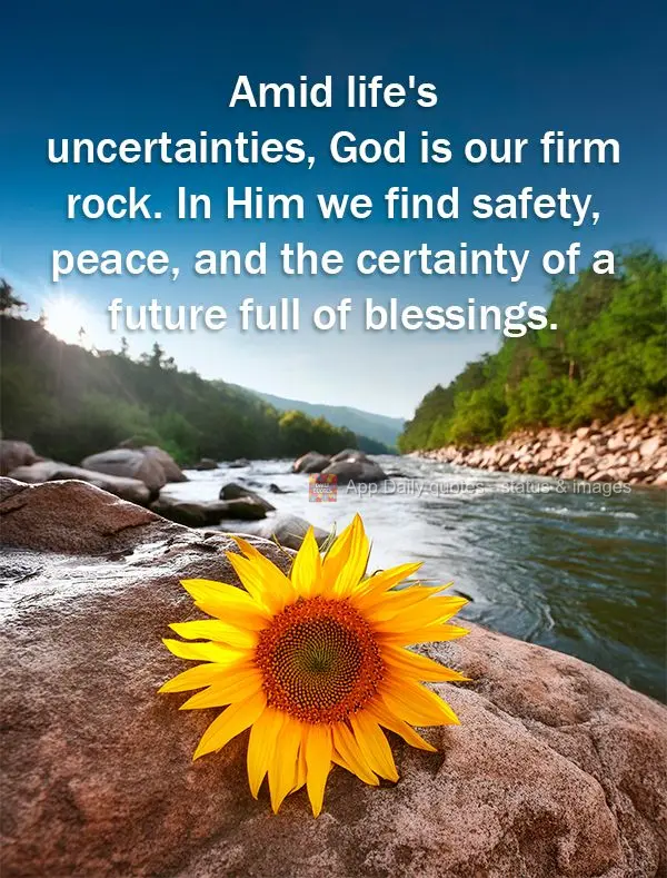 Amid life's uncertainties, God is our firm rock. In Him we find safety, peace, and the certainty of a future full of blessings.