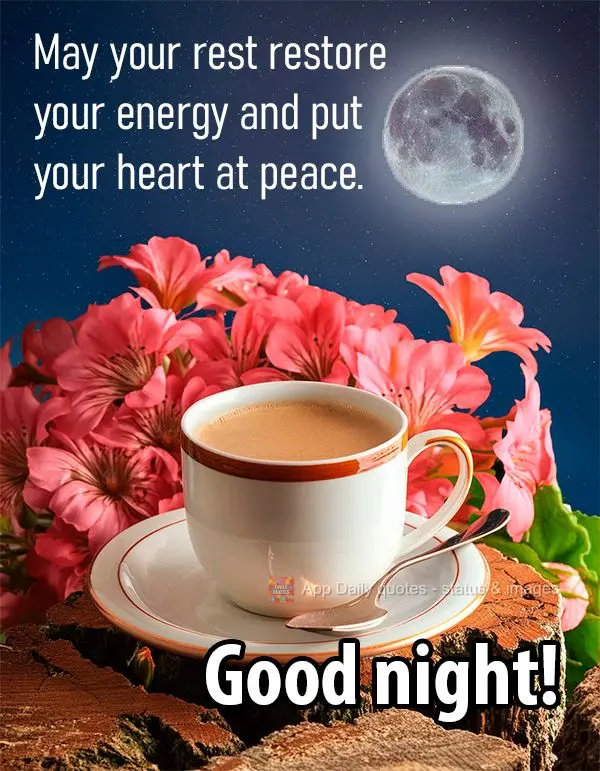 May your rest restore your energy and put your heart at peace. Good night!