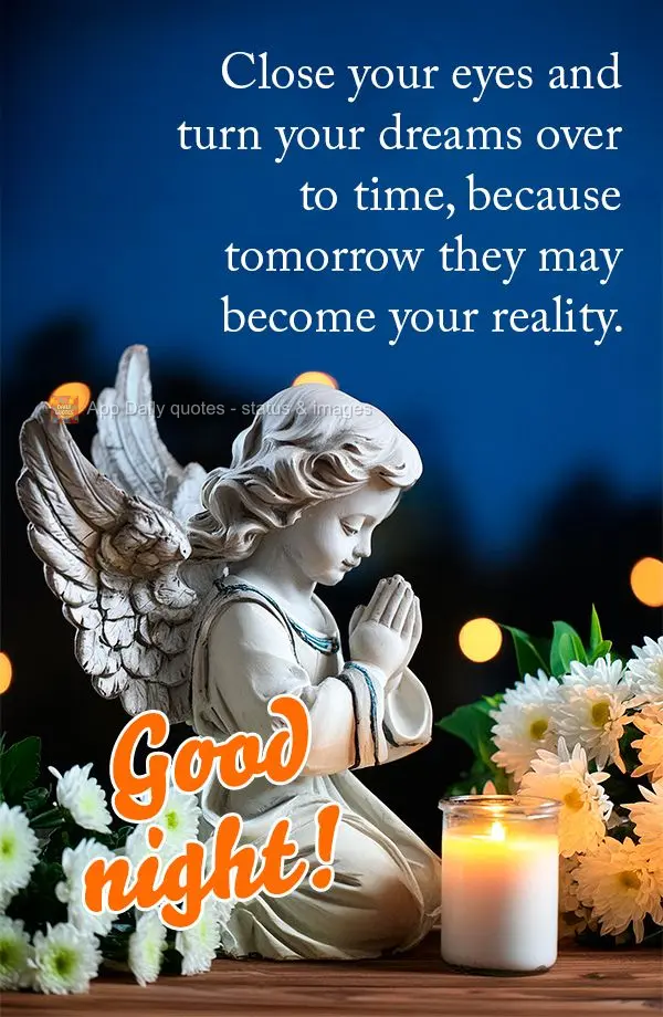 Feche os olhos e entregue seus sonhos ao tempo, pois amanhã eles podem se tornar realidade. Boa noite!
