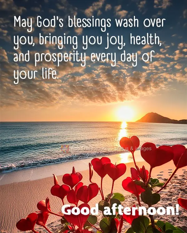 Que as bênçãos de Deus sejam derramadas sobre você, trazendo alegria, saúde e prosperidade em todos os dias da sua vida. Boa tarde!