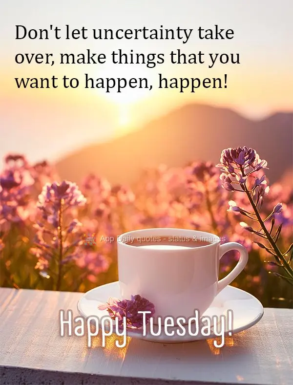 Não deixe que as incertezas tome conta, faça acontecer aquilo que deseja realizar! Feliz Terça-feira!