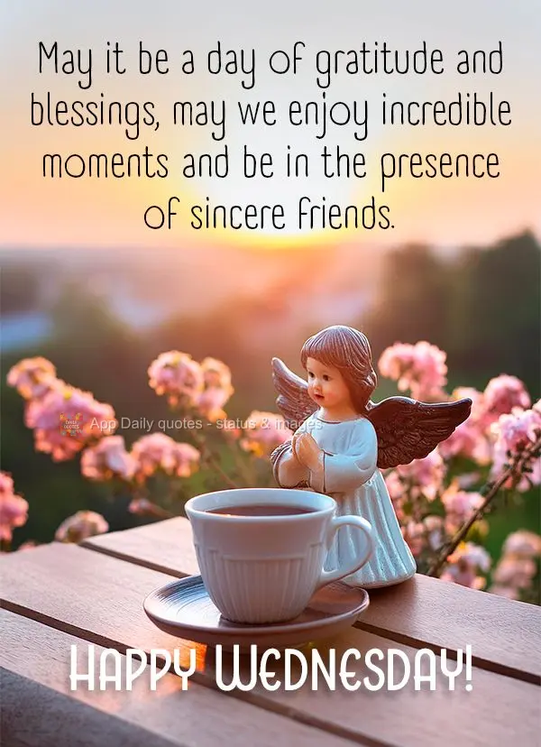 Que seja um dia de gratidão e bênçãos, que possamos desfrutar de momentos incríveis e estar na presença de amizades sinceras. Feliz Quarta-feira!...