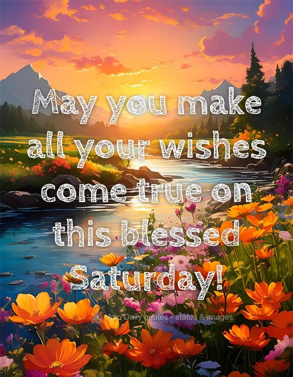 Que se realize todos os seus desejos neste Sábado abençoado!