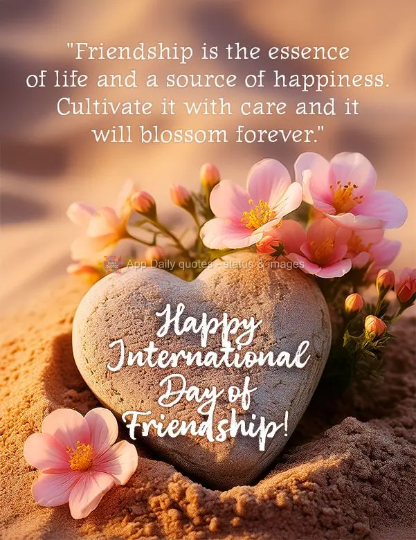 "A amizade é a essência da vida e a fonte da felicidade. Cultive-a com carinho e ela florescerá eternamente."   Feliz dia do Amigo!