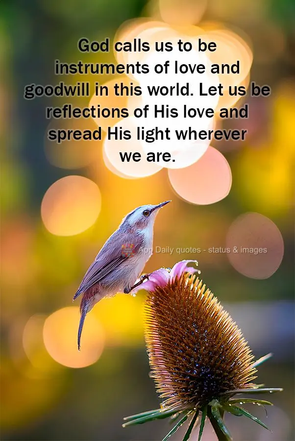 God calls us to be instruments of love and goodwill in this world. Let us be reflections of His love and spread His light wherever we are.