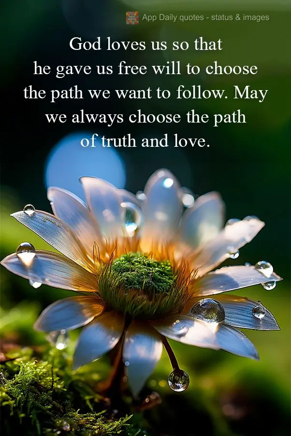 God loves us so that he gave us free will to choose the path we want to follow. May we always choose the path of truth and love.