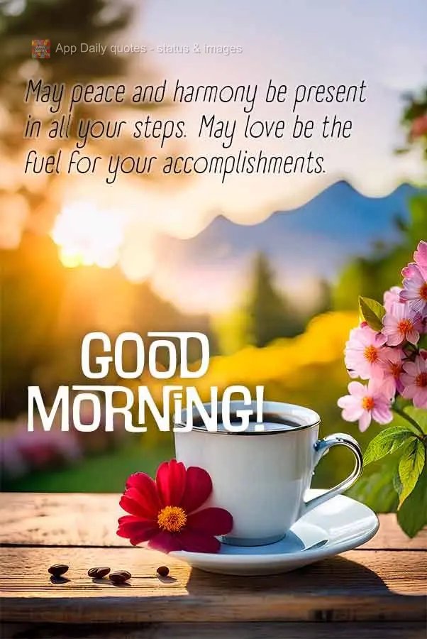 May peace and harmony be present in all your steps. May love be the fuel for your accomplishments. Good morning!