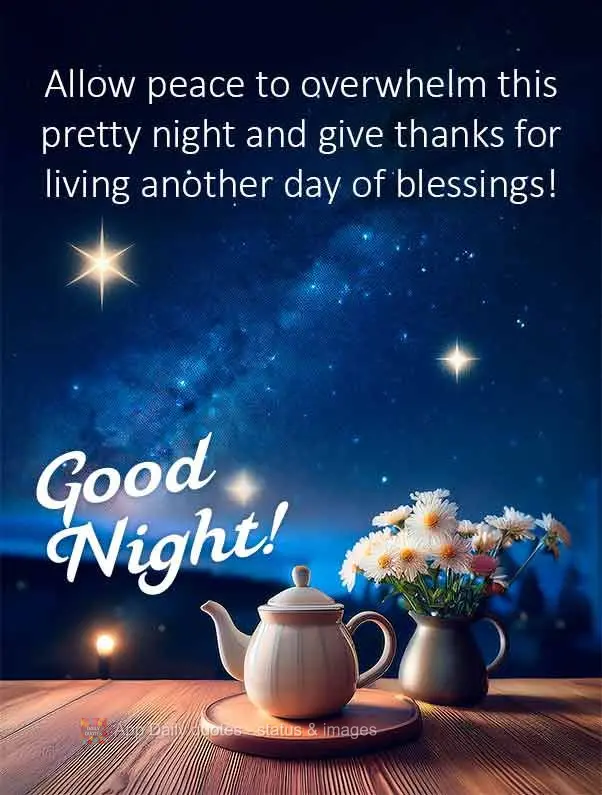 Allow peace to overwhelm this pretty night and give thanks for living another day of blessings! Good night!