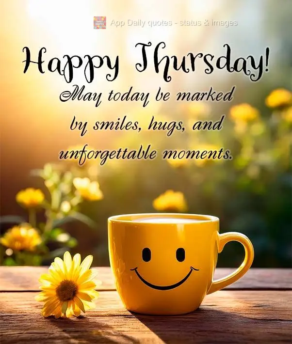 Que este dia seja marcada por sorrisos, abraços e momentos inesquecíveis. Feliz Quinta!