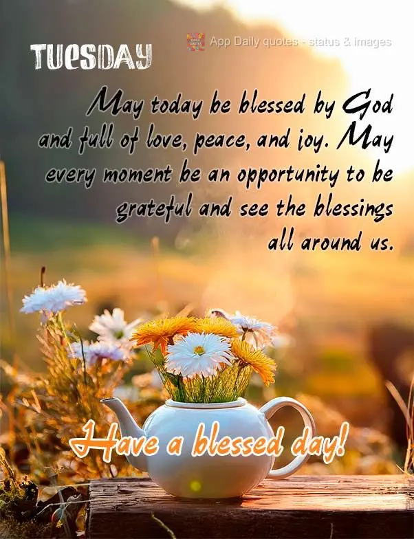 May today be blessed by God and full of love, peace, and joy. May every moment be an opportunity to be grateful and see the blessings all around us. Have...