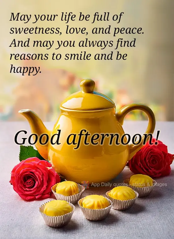 Que a sua vida seja repleta de doçura, amor e paz. E que você sempre encontre motivos para sorrir e ser feliz. Boa tarde!