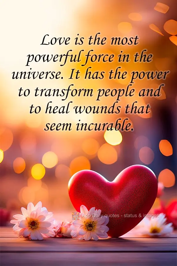 O amor é a força mais poderosa do universo. Ele é capaz de transformar as pessoas e de curar feridas que pareciam incuráveis.