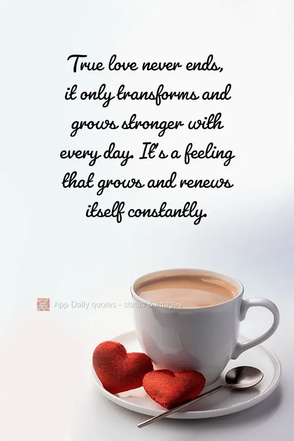 O verdadeiro amor nunca acaba, ele apenas se transforma e se fortalece a cada dia. É um sentimento que cresce e se renova constantemente.