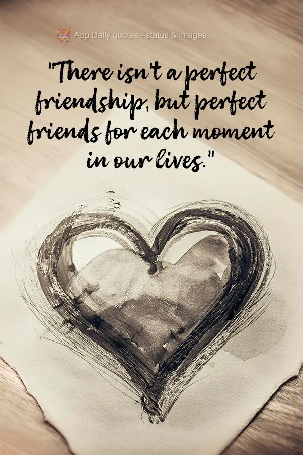"There isn't a perfect friendship, but perfect friends for each moment in our lives."