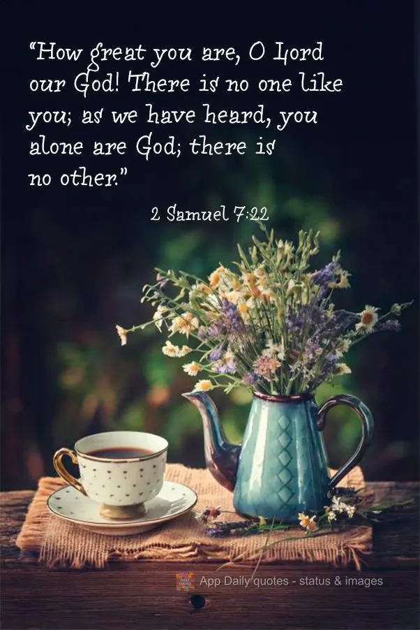 “Como és grande, ó Senhor, nosso Deus! Não há ninguém igual a ti; como temos ouvido dizer, somente tu és Deus; não existe outro.” 2 Samuel 7:2...