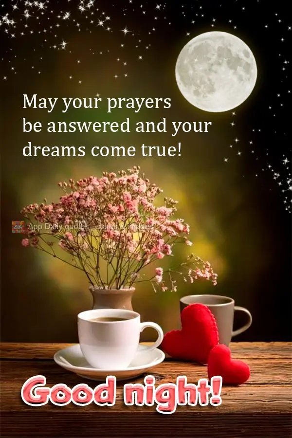 Que suas preces sejam atendidas e seus sonhos realizados! Boa noite!