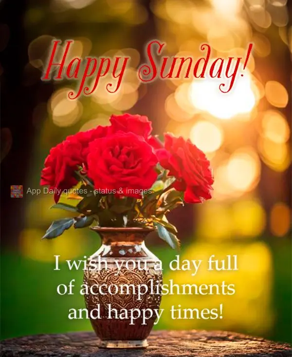 I wish you a day full of accomplishments and happy times! Happy Sunday!