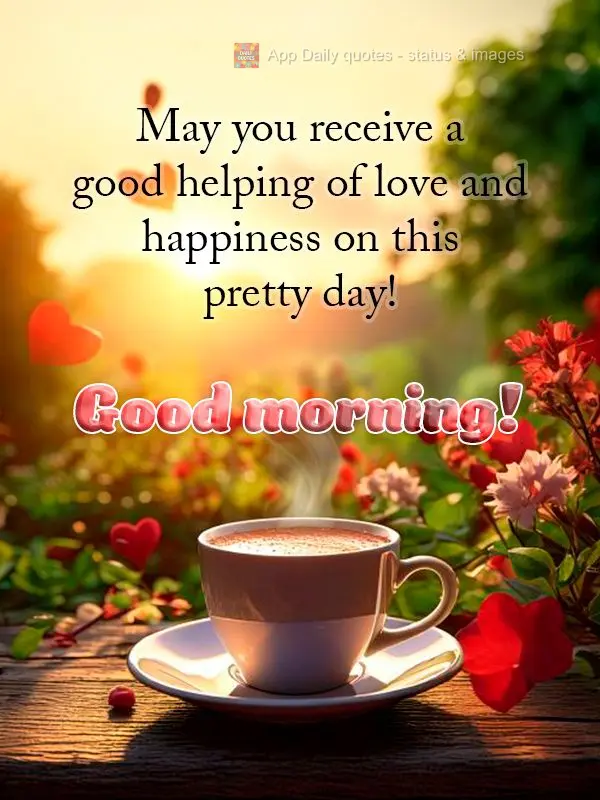 Que você receba uma boa dose de amor e felicidade neste bonito dia! Bom dia!