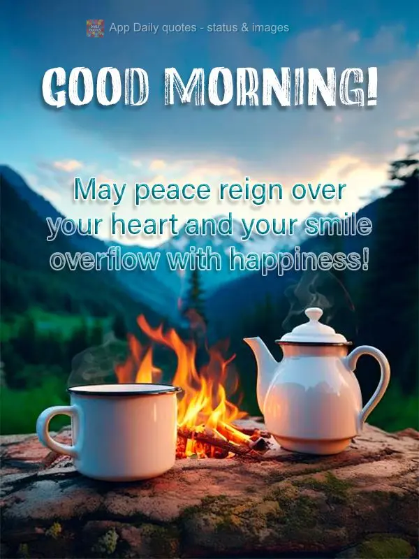 May peace reign over your heart and your smile overflow with happiness! Good morning!